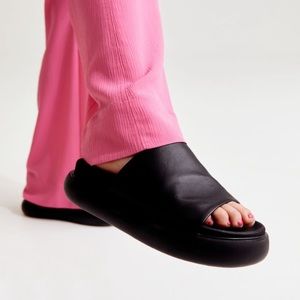 H&M Black Leather Slides Shoes
